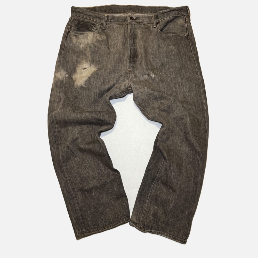 Levi's 501 Jeans Men's Size 42x30 Bleach Distressed Faded Black/Gray Y2K
